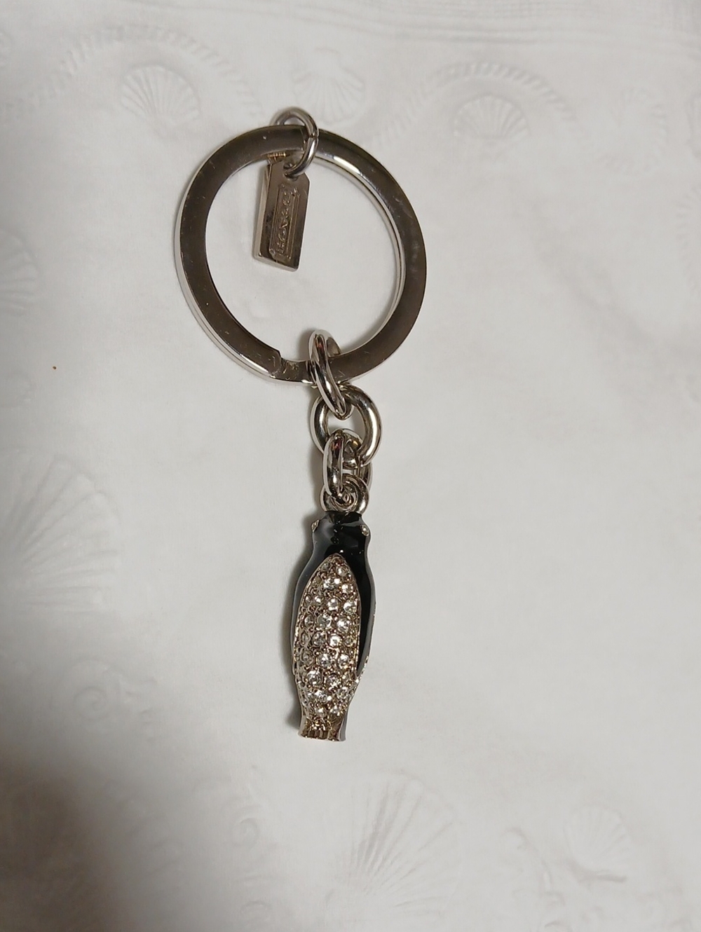 Crystal Penguin Keychain Charm in Black and Silver